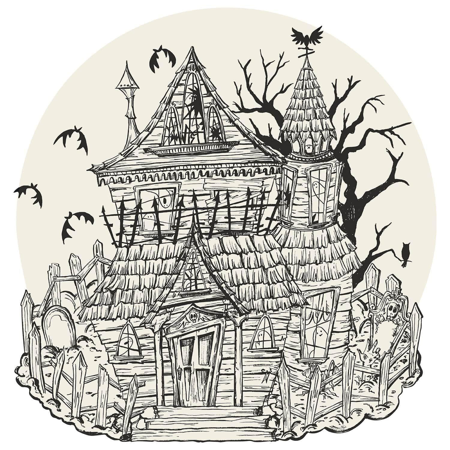Die-Cut Coloring Haunted House Placemat